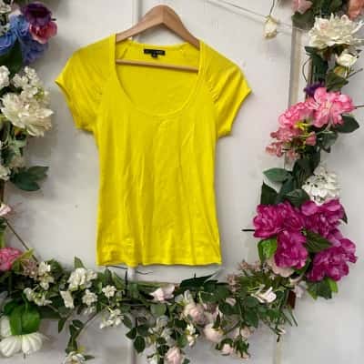 Saba Womens  Size 10 Short Sleeve Top Yellow 