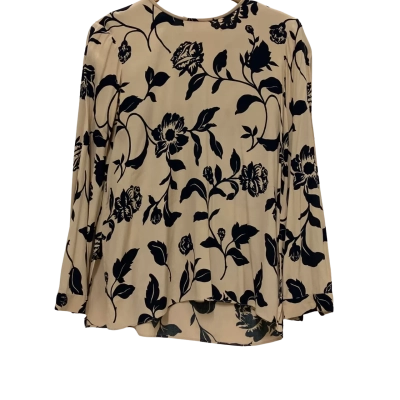 Carla Zampatti Women’s  Size 10 Blouse Beige / Black  / Floral 
