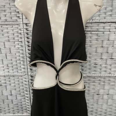 Meshki Womens  Size XL Maxi Dress Black  / Silver 