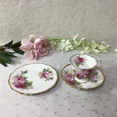 Vintage Royal Albert "American Beauty" Bone China Cup Saucer & Plate 