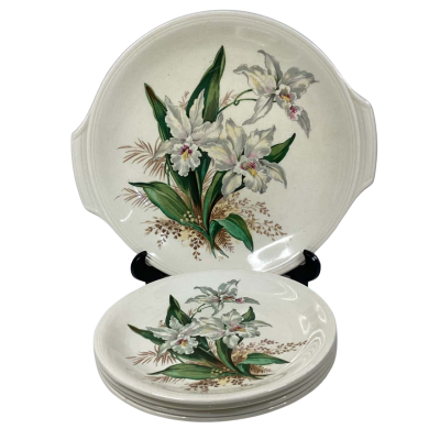 Grindley Orchid vintage 1950’s B&B plates & serving platter 