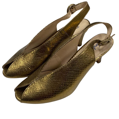 Florsheim Womens Size 40 Gold/Bronze Leather Snake Print Heels