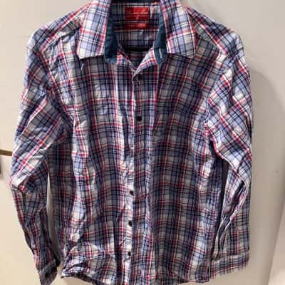 Thomas Cook Mens  Size M Long Sleeve Shirt Blue / Grey / Red / White 