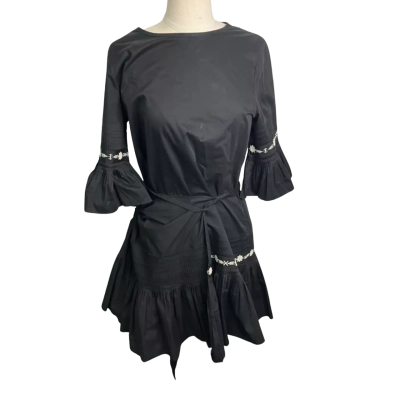 Flannel Womens  Size 2 Wrap Dress Black  