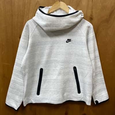 Nike White/Grey Roll-Neck Hoodie Size XL