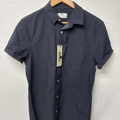  Maddox Mens Size S Short Sleeve Shirt Navy Blue BNWT