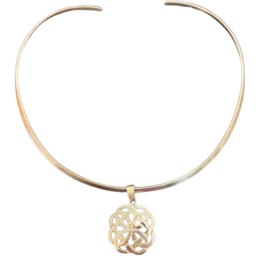 925 Sterling Silver Collar Necklace and Celtic Pendant 