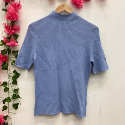 David Lawrence Womens Short Sleeve Knit Top Size M Blue 