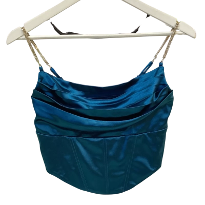 Ally Fashion Womens Size S Shoestring Strap Top Turquoise 