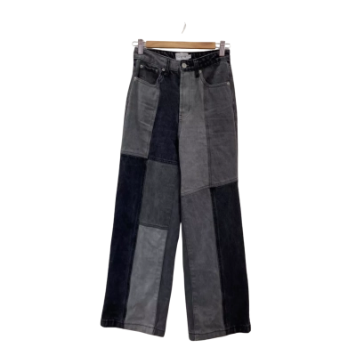 Ghanda Womens  Size 6 High-Waisted Jeans Grey Patchwork