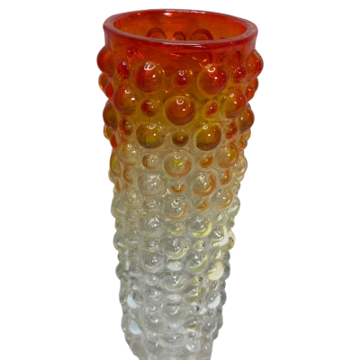 Mid-Century Modern (MCM) Japanese art glass vase with a hobnail or bubble pattern