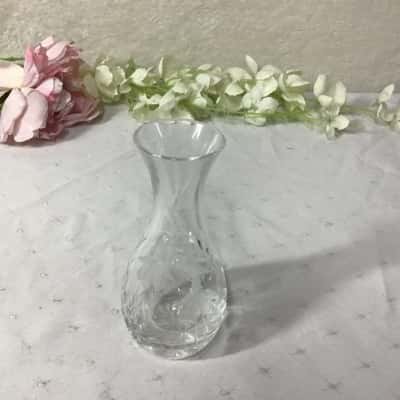 Decorative Fuchsia Etched Pattern Crystal Bud Vase