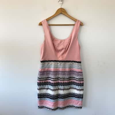 Katherine Pink Pattern Sleeveless Mini Dress Size 16