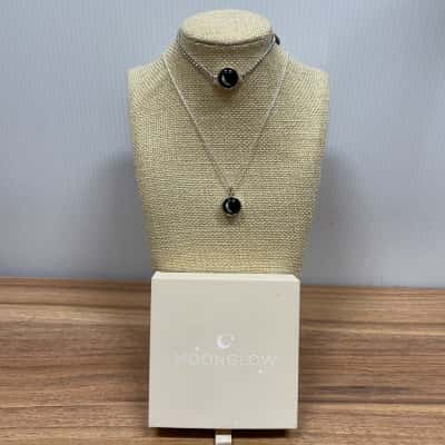  Moonglow Waxing Crescent Necklace and Bracelet Set