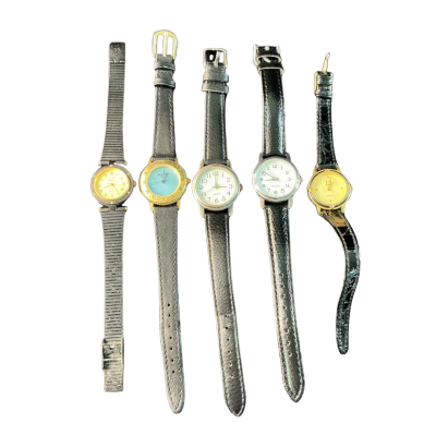  Bulk lot black strap Watch collection (5) UNTESTED Black  / Gold / Silver 