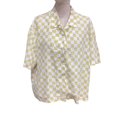 Holiday by Emma Mulholland Size XL Short Sleeve Shirt Checked / White /  Sandy Yellow 