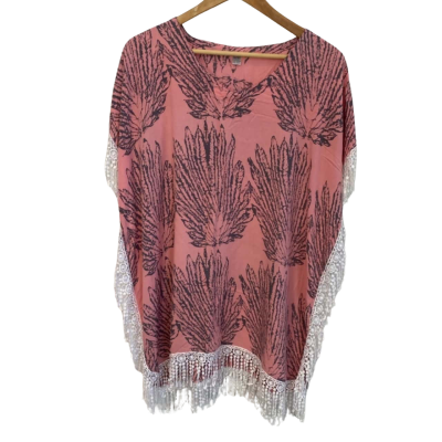  Womens  Size M Poncho Grey / Pink  