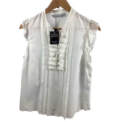 Basque Button Front Top - Cream Size 12 