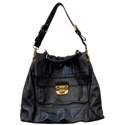  Womens Nina Ricci Leather Shoulder Bag Black  / Gold 