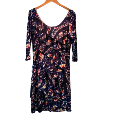Teaberry Womens  Size 8 Long Sleeve Dress Blue / Multicoloured / Pattern 