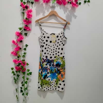 Veducci Womens  Size 12 Sleeveless Dress  Multicoloured / Polka Dot RRP $69
