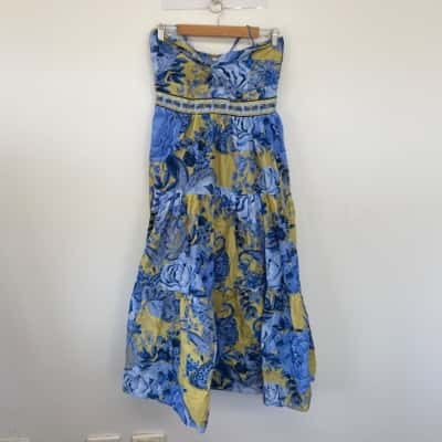 27se Blue Spellbound Halter Neck Maxi Dress Size M 