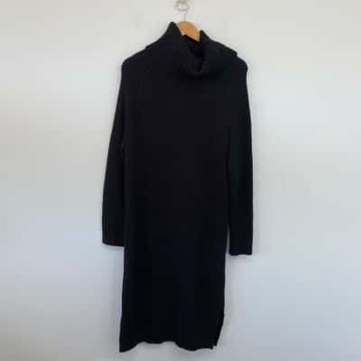 Missguided Black Knit Long Sleeve Midi Dress  Size 12 