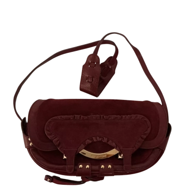 Sergio Rossi Copper Leather & Suede Shoulder Bag 