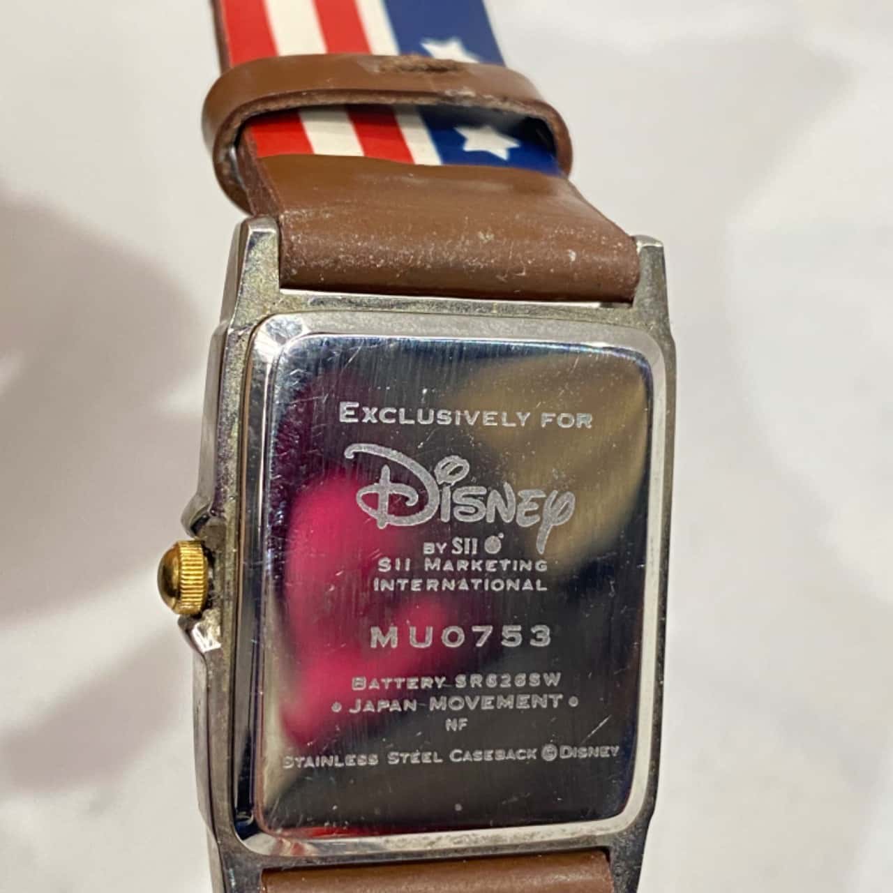 Mickey Mouse vintage American Flag Watch Womens Vintage 90s Disney Mickey Mouse Watch with square  main image 2