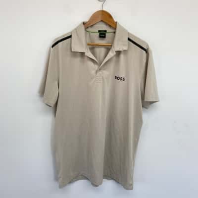 BOSS Beige Short SLeeve Polo Shirt Mens  Size XXL 