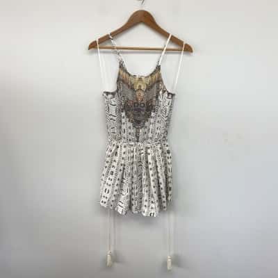 Harper & Me White Embellished Print Playsuit  Size 8 
