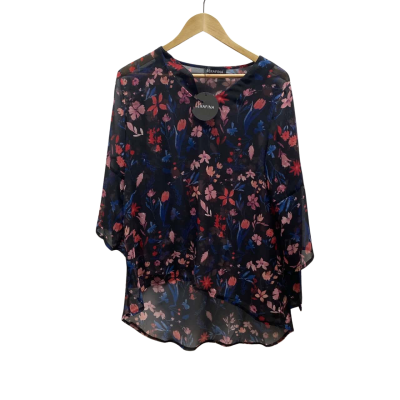 Serafina Womens  Size M Blue Floral Top