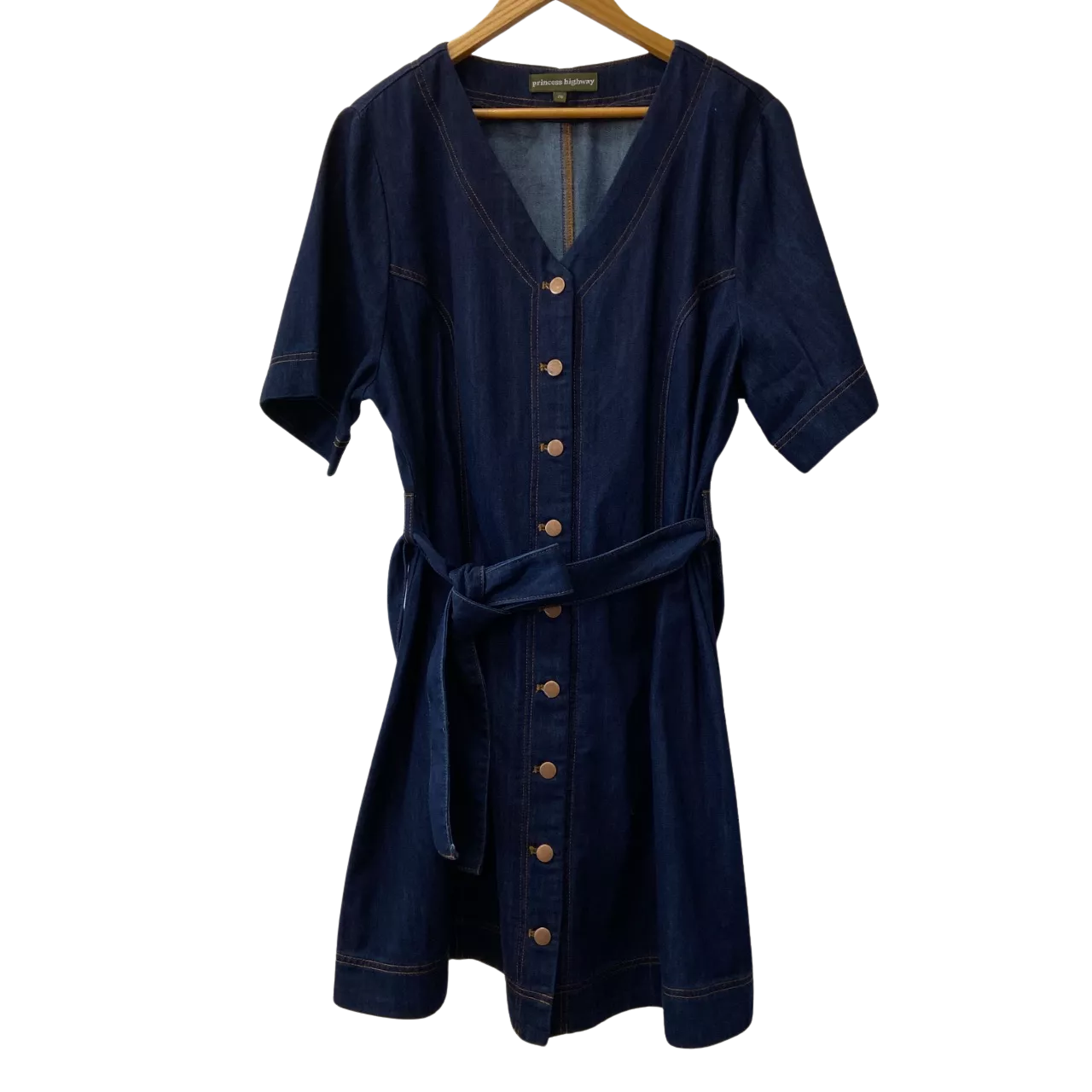 princess highway denim dress Embroidered denim might be our new 'it' piece for the sunny days Styles: Folk Art denim dress and Tan lace-up boots