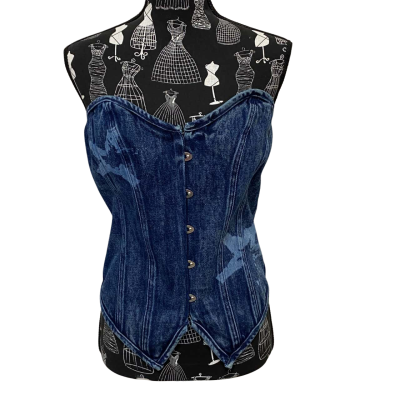 Dangerfield Womens  Size 12 Bralette/Corset Top Navy Blue Denim BNWT