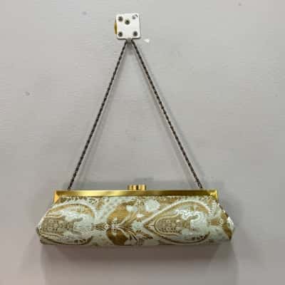 Olga Berg Womens Clutch / Shoulder Bag Gold / Sage Green 