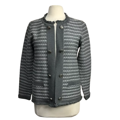 Blue Illusion Womens  Size M Grey Tweed Knit Jacket