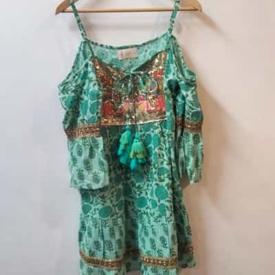  Miss June Paris Womens  Size Free Floral Dress Green 