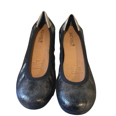 Diana Ferrari  Supersoft Womens  Size 6.5 Black  / Gold Ballet Flats.   SB1