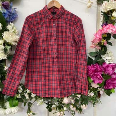 J.Crew Womens  Size 6 Long Sleeve Shirt Red plaid