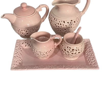 Vintage 1980 Casa Domani Duck Egg Lace Tea set 