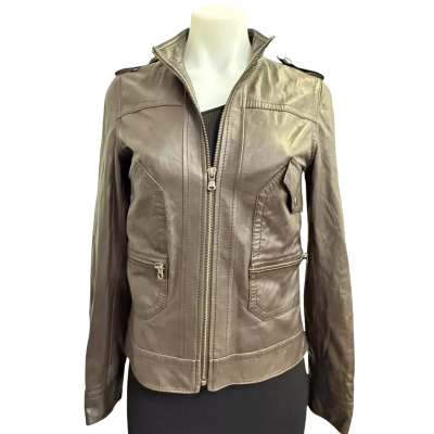  Womens  Denny Moda Italiana Size 12 Sheepskin Leather Jacket Brown 