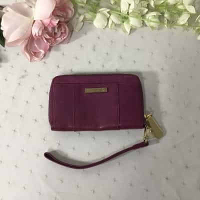 Kenneth Cole Womens Purple Genuine Leather Zip Around Purse