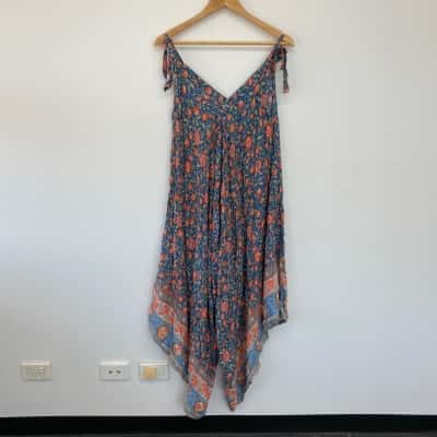 Vine Apparel Dusty Blue Border Kennedi Jumpsuit  Size L / M 