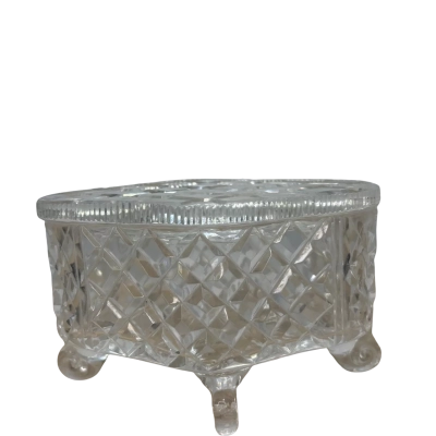 Footed Vintage Cut Glass Trinket Dish 
