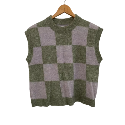 Envii Womens  Size M Sweater Vest Checked / Green / Purple 