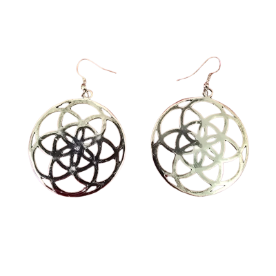  Womens Silver 925 Stirling Silver Retro Star Cut Round Earrings