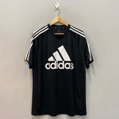 Adidas Mens  Size L Short Sleeve T-shirt Black  / White 