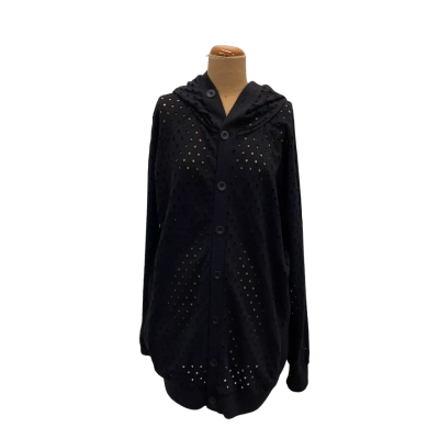 Alpha60 Womens Cotton Burn Out Longline Cardigan Size L Black  