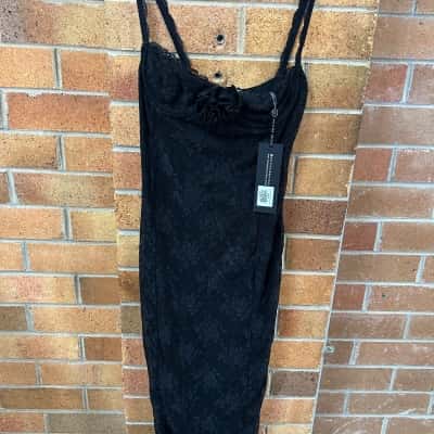 White Fox Womens  Size M Midi Dress Black  