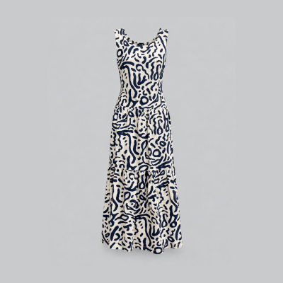 Gorman Navy & Cream Printed Dress with Pockets – Size 10